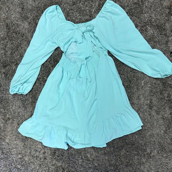 Elegant Mint Green Off-Shoulder Dress <<<<<96>>>>> - Picture 3 of 8